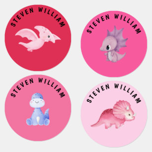 Pink watercolor Dinosaurs Personalised kids