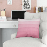 Pink Watercolor Dip Dye Gradient Stripe Cushion<br><div class="desc">Our sweetly chic throw pillow is the perfect girly touch for your bed, couch or dorm room! Design features a dip dye effect with wide horizontal gradient stripes in sheer honeysuckle pink watercolors. Printed on both sides. We recommend the Grade A cotton pillow for an upscale look. Want this design...</div>