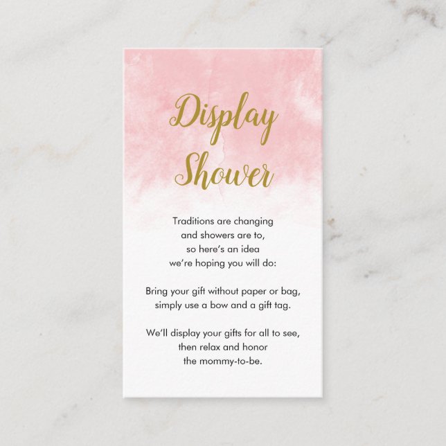Pink Watercolor | Display Baby Shower Card (Front)