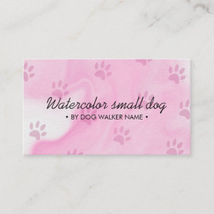 Pink Watercolor dogs simple groomer pet sitter paw Business Card