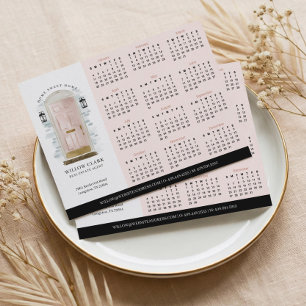 Pink Watercolor Door Real Estate 2025 Calendar Postcard