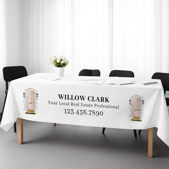 Pink Watercolor Door Real Estate Agent Business Tablecloth (Pink Watercolor Door Real Estate Agent Business Tablecloth)