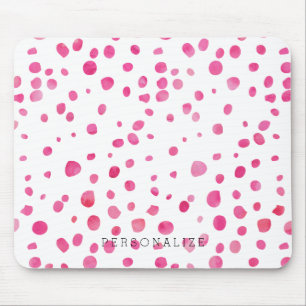 Pink Watercolor Dots Personalised Mouse Pad