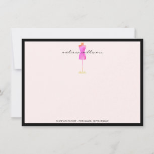 Pink Watercolor Dress Mannequin II Flat Notecard