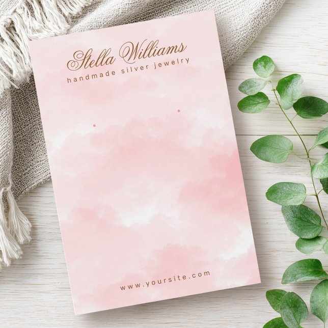 Pink watercolor earring display card (Pink watercolor earring display card)