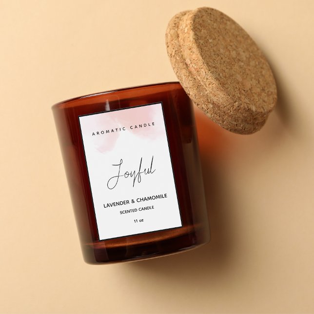 Pink Watercolor Elegant Scented Candle Label (Creator Uploaded)