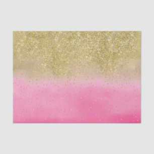 Pink Watercolor Faux Gold Glitter Mini Confetti Tissue Paper