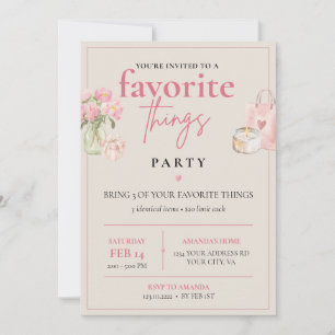 Pink Watercolor Favourite Things Party Invitation