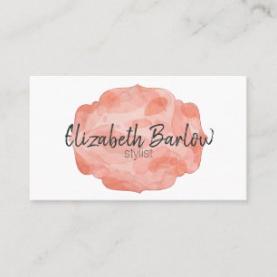 Pink watercolor feminine custom script business card