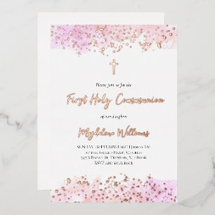 pink watercolor First Holy Communion