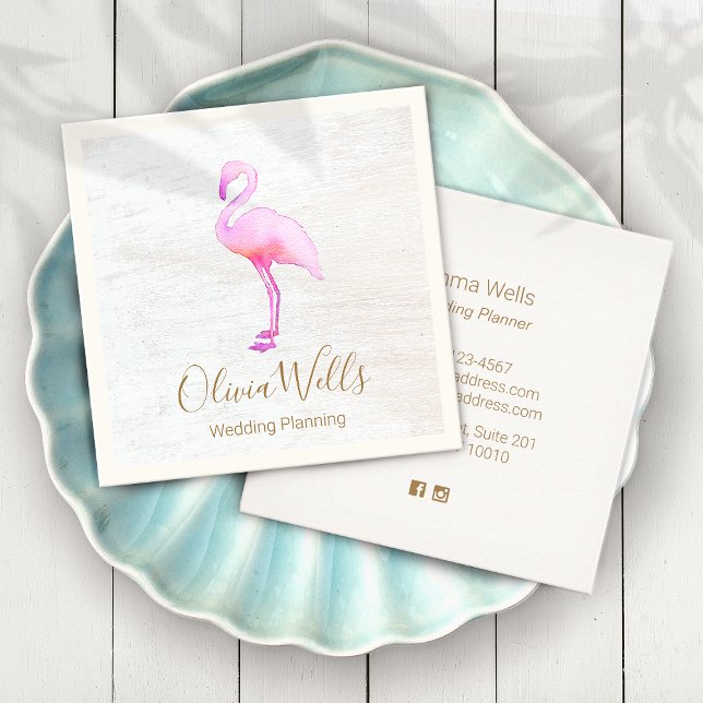 Pink Watercolor Flamingo Calling Card (Creator Uploaded)