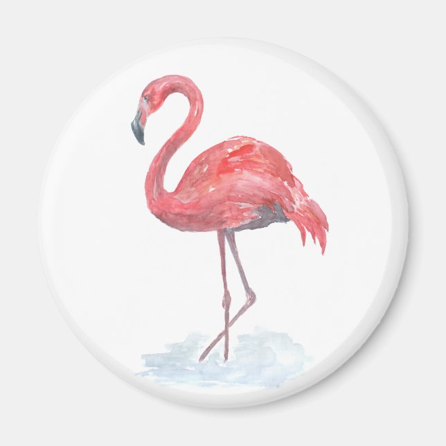 Pink watercolor Flamingo . Magnet (Front)