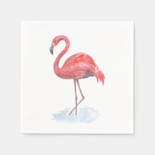 Pink watercolor Flamingo . Napkin