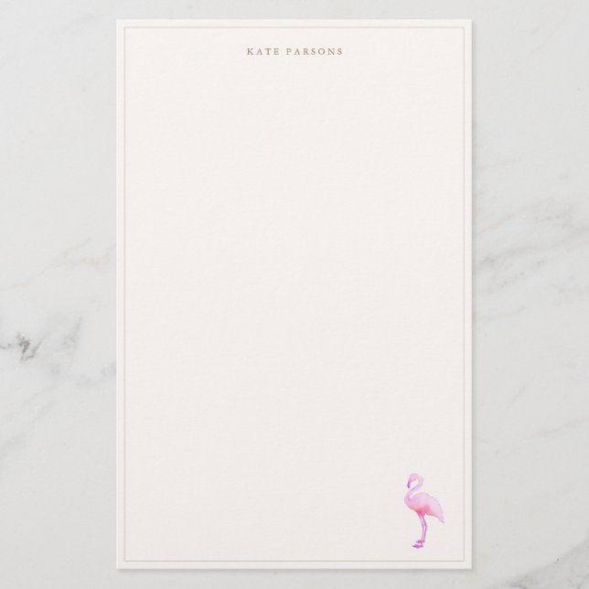 Pink Watercolor Flamingo Notepad Stationery (Front)