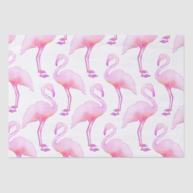 Pink Watercolor Flamingo  Tissue Paper (Front)