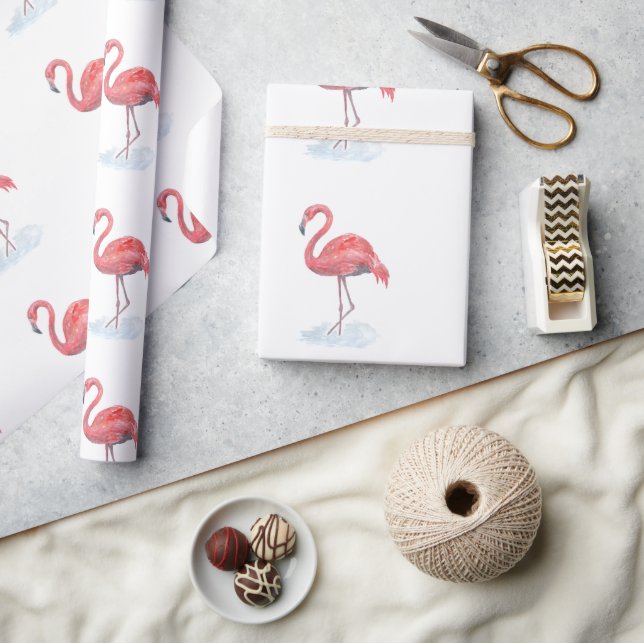 Pink watercolor Flamingo . Wrapping Paper (Crafts)