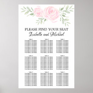 Pink Watercolor Floral 9-Table Seating Chart