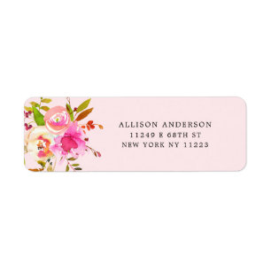 Pink Watercolor Floral baby shower return address