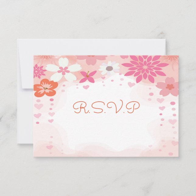 Pink Watercolor Floral Baby Shower RSVP Card (Front)