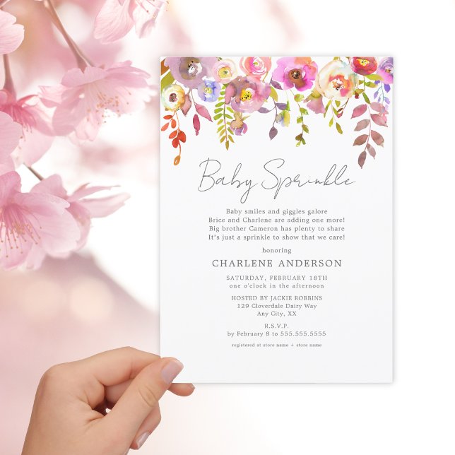 Pink Watercolor Floral baby sprinkle Invitation (Creator Uploaded)