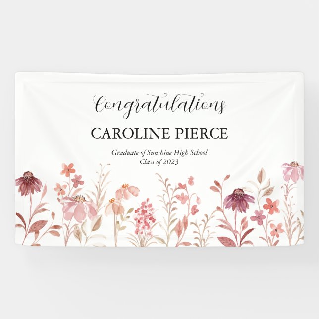 Pink Watercolor Floral Banner (Horizontal)