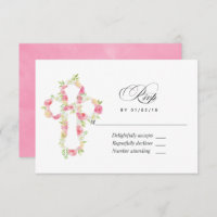 Pink Watercolor Floral Baptism or Christening