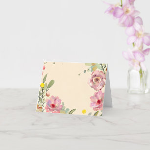 Pink watercolor floral border customisable card