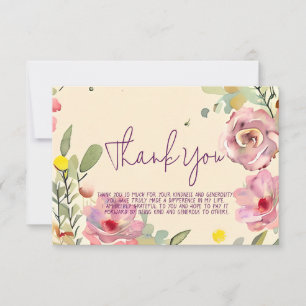 Pink watercolor floral border customisable card