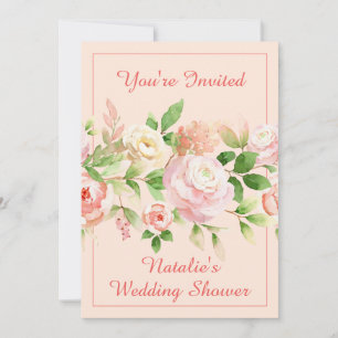 Pink Watercolor Floral Border Invitation