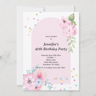 Pink Watercolor Floral Bouquet Invitation