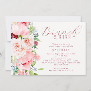 Pink Watercolor Floral Bridal Brunch Invitation