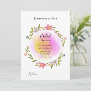 Pink Watercolor Floral Bridal Shower Invitation