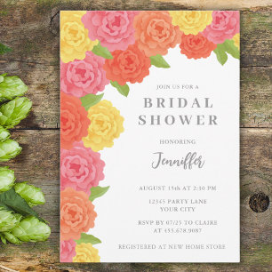 PINK WATERCOLOR FLORAL BRIDAL SHOWER INVITATION