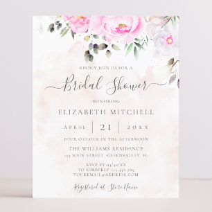 Pink Watercolor Floral Bridal Shower Invitation