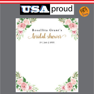 Pink Watercolor Floral Bridal Shower Tapestry