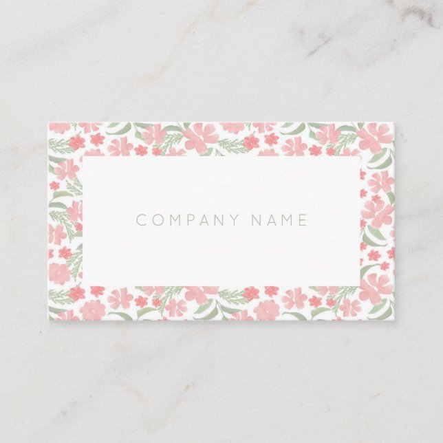 Pink Watercolor Floral Business Card (Front)