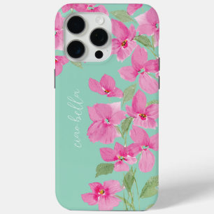 Pink Watercolor Floral iPhone 15 Pro Max Case