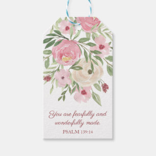 Pink Watercolor Floral Christian Gift Tags