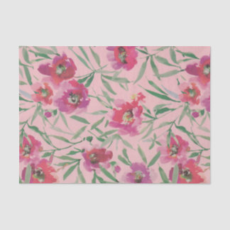 Pink Watercolor Floral collage of Flowers Tissue Paper