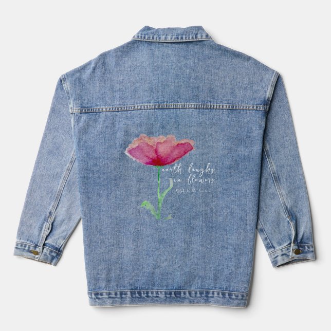Pink Watercolor Floral Denim Jacket (Back)