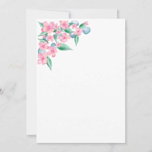 Pink Watercolor Floral Design Invitation (Front)