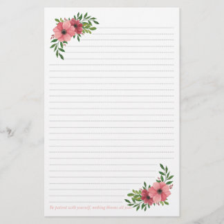 Pink Watercolor Floral Design Stationery