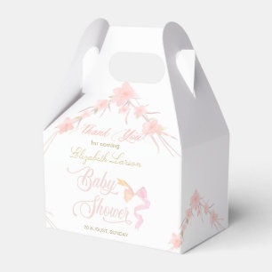Pink Watercolor Floral Elegant Baby Shower Favour Box