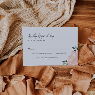 Pink Watercolor Floral Elegant Wedding RSVP Card