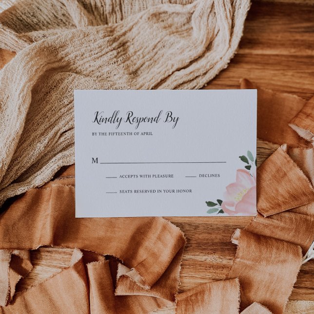 Pink Watercolor Floral Elegant Wedding RSVP Card (Creator Uploaded)