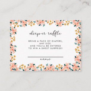 Pink Watercolor Floral Garden Diaper Raffle Enclosure Card