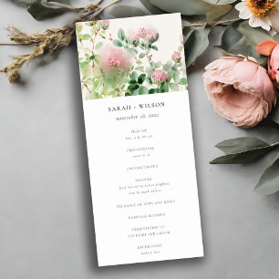 Pink Watercolor Floral Garden Wedding Program Invitation