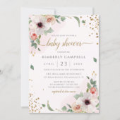 Pink Watercolor Floral Girl Baby Shower Invitation (Front)