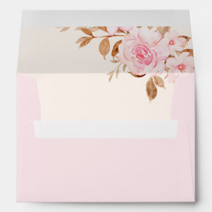 Pink Watercolor Floral Girls Party Envelope