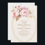 Pink Watercolor Floral Gold Frame 90th Birthday Invitation<br><div class="desc">Elegant pink watercolor floral 90th birthday party invitation with a gold frame. Contact me for assistance with your customisation or to request matching products.</div>